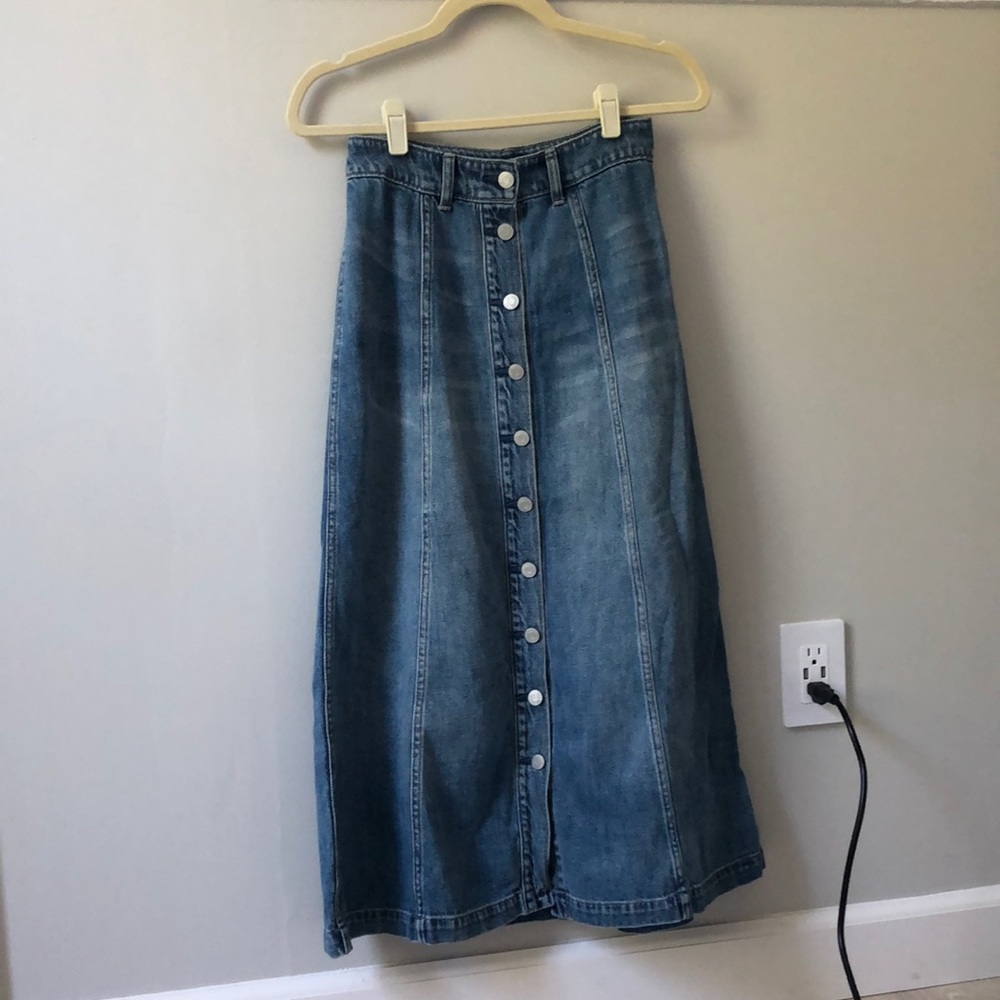 Gap Midi Button Front Denim Skirt
